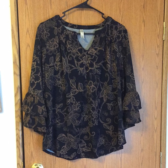 PerSeption Concept Blouse Womens Medium Purple Floral